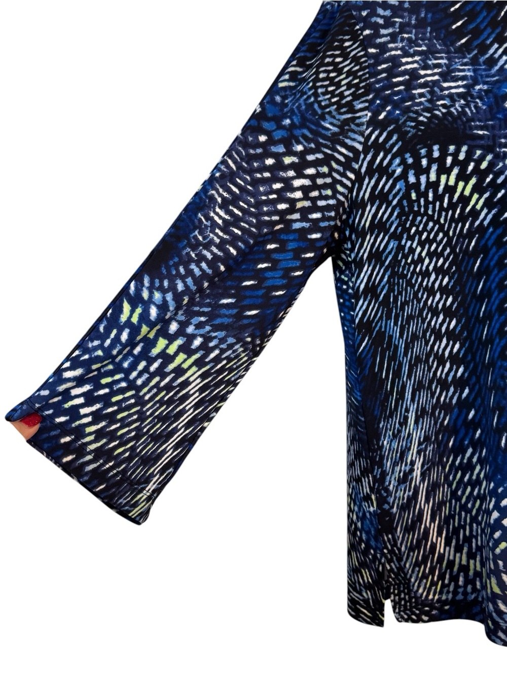 Chico's Easywear Navy Abstract Print  V-NeckTop    1X    #N - Picture 3 of 8